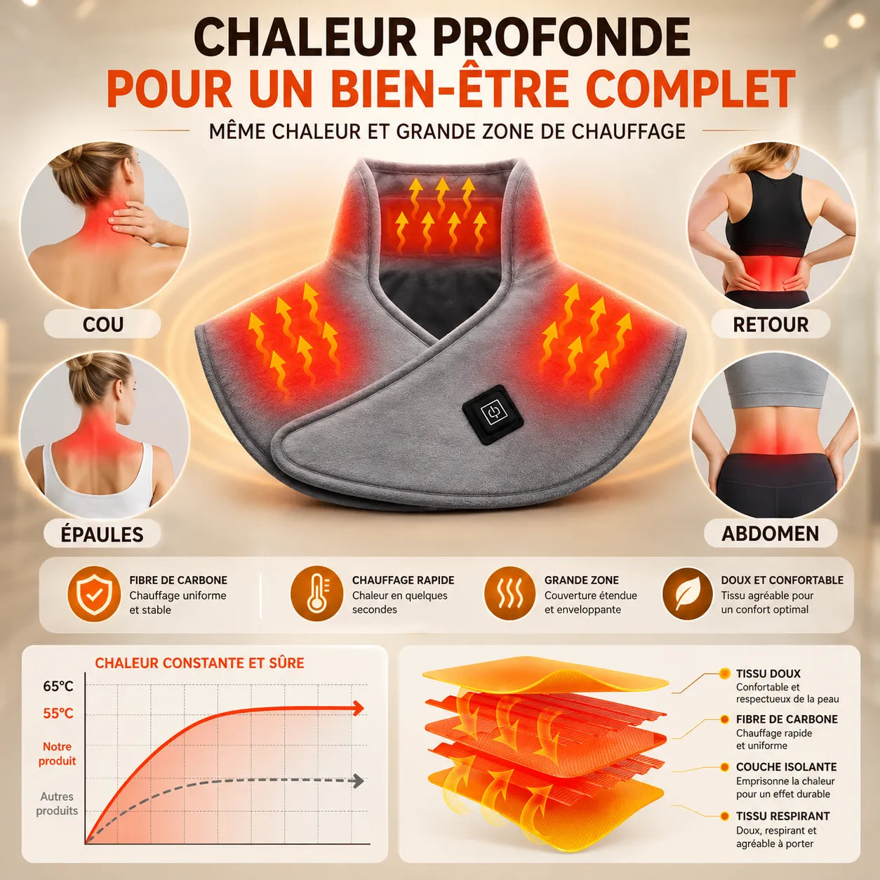 Masseur Cervical Chauffant USB MÉLIA™ | Massage nuque