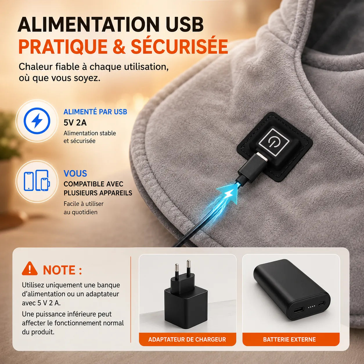 Masseur Cervical Chauffant USB MÉLIA™ | Massage nuque