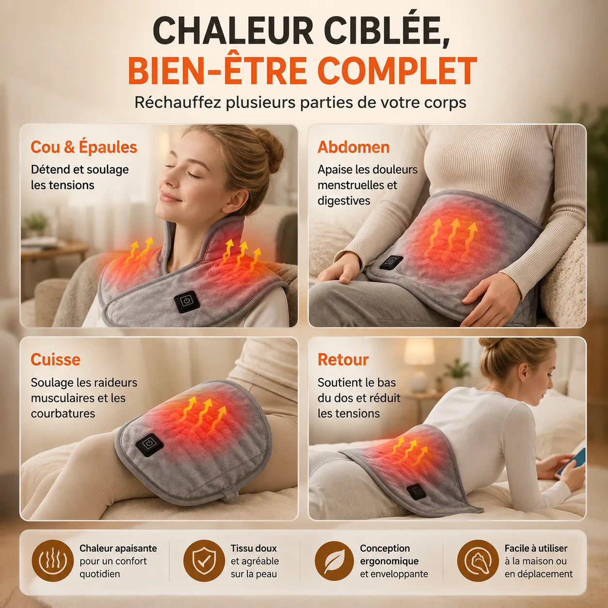 Masseur Cervical Chauffant USB MÉLIA™ | Massage nuque