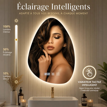 Miroir Salle de Bain LED ÉLORIA™ anti-buée 3 couleurs
