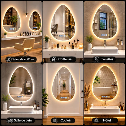 Miroir Salle de Bain LED ÉLORIA™ anti-buée 3 couleurs