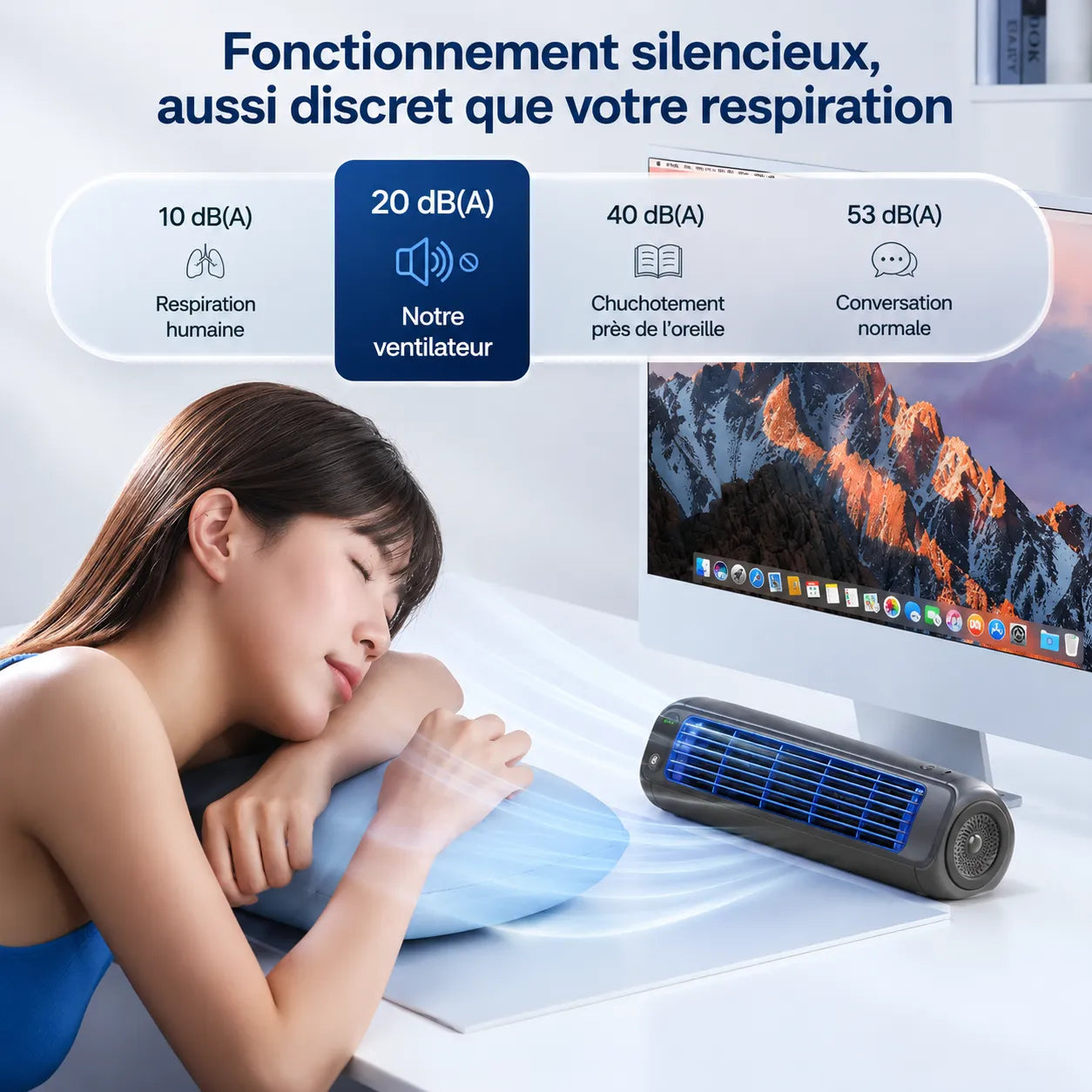 Ventilateur Portable Airéna | Ventilateur mural rechargeable silencieux 3 vitesses
