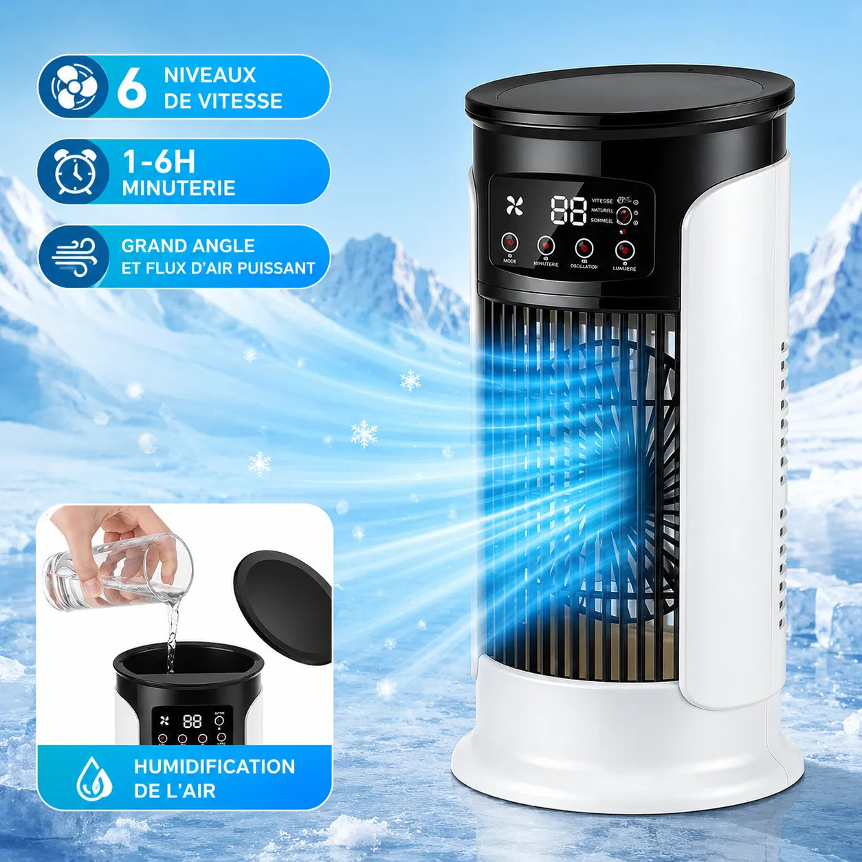 Refroidisseur d’Air Portable Frostéa | Ventilateur brumisateur 6 vitesses