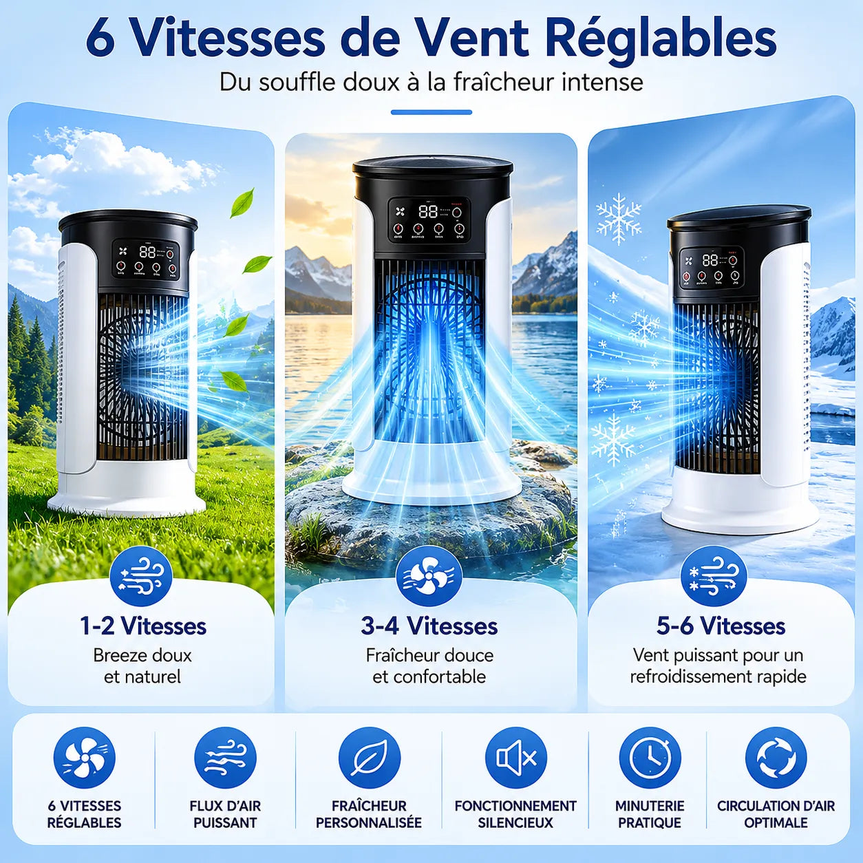 Refroidisseur d’Air Portable Frostéa | Ventilateur brumisateur 6 vitesses