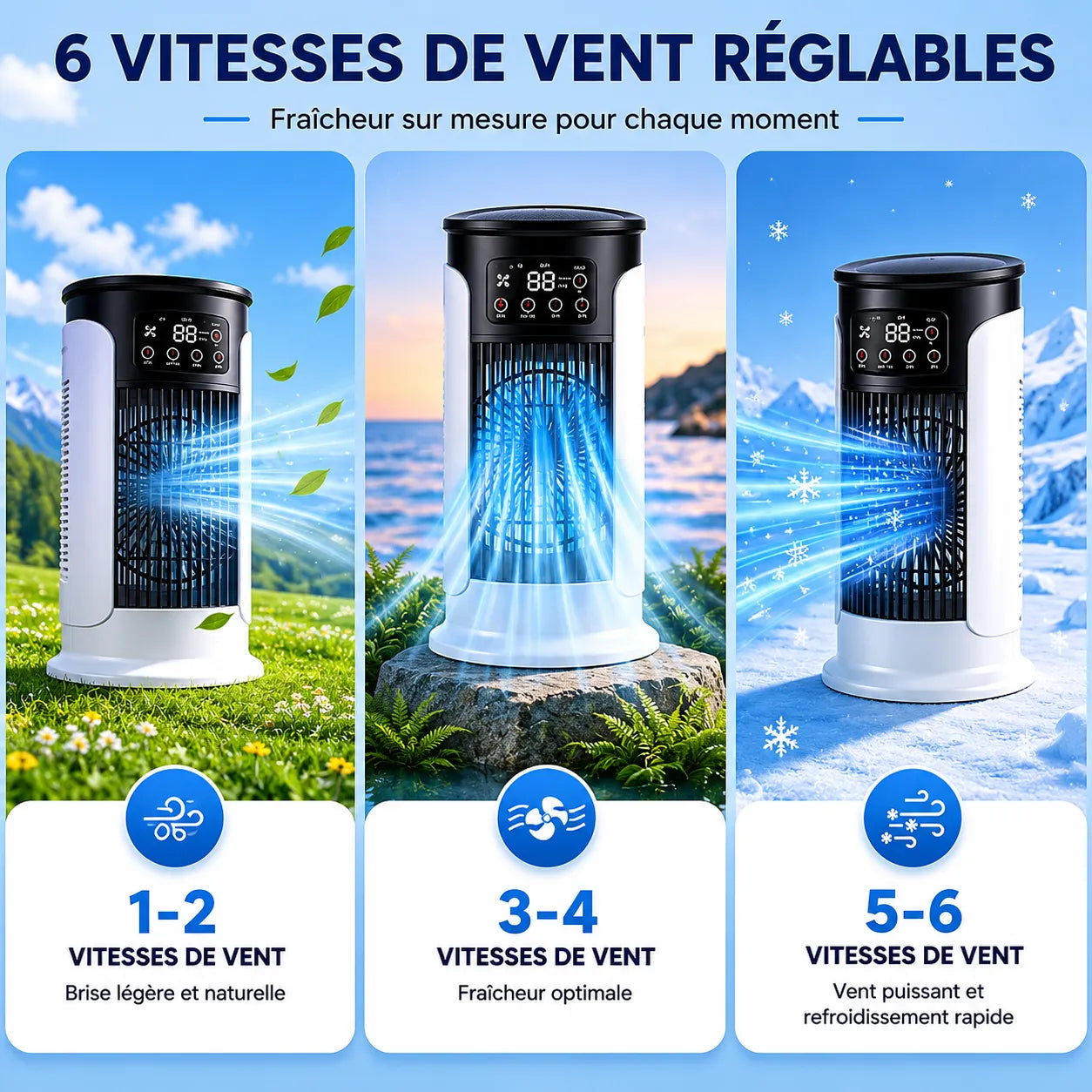 Refroidisseur d’Air Portable Frostéa | Ventilateur brumisateur 6 vitesses