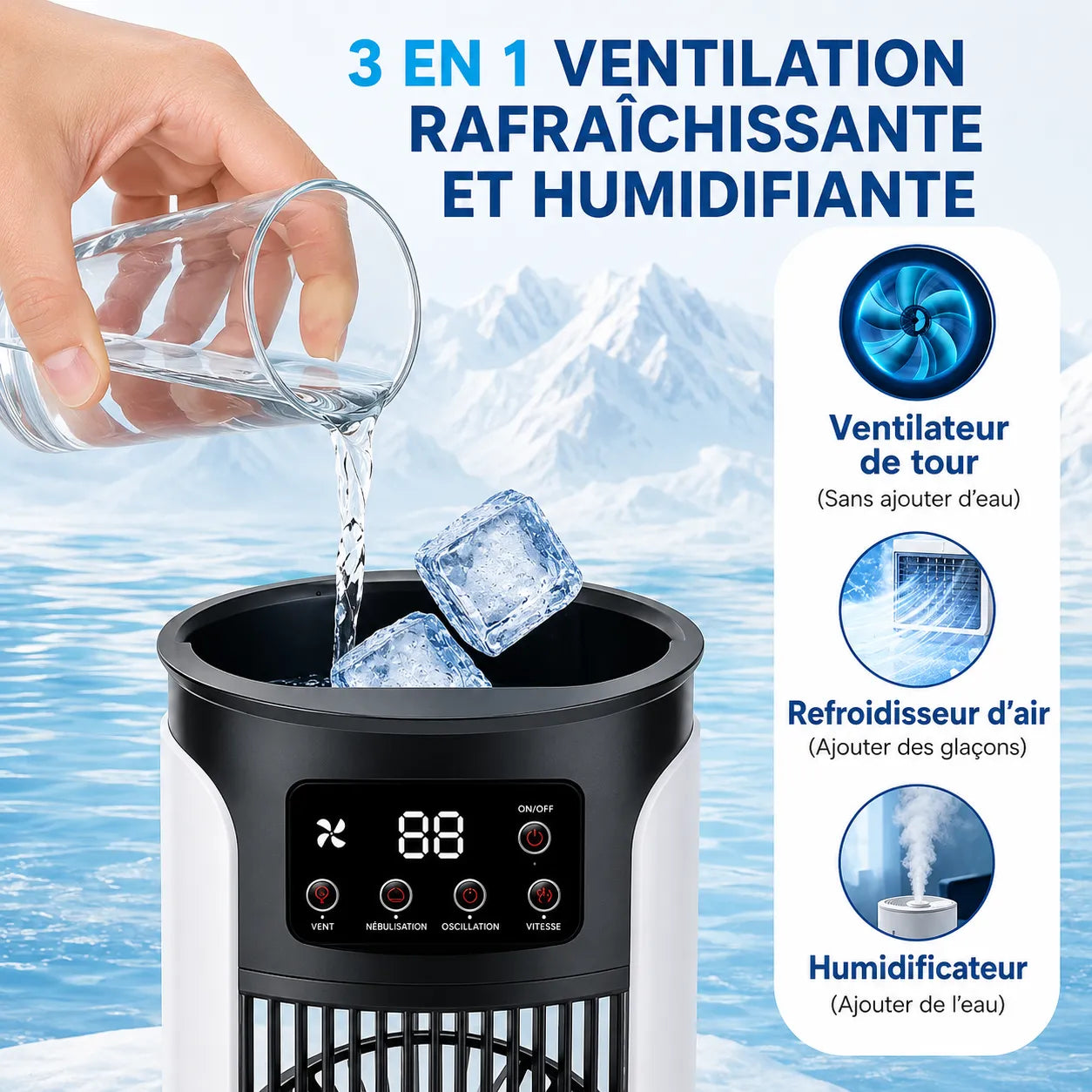 Refroidisseur d’Air Portable Frostéa | Ventilateur brumisateur 6 vitesses