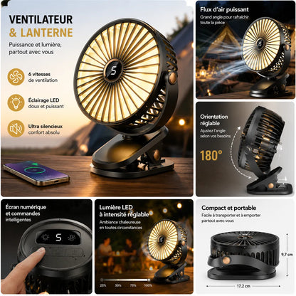 Ventilateur Portable Rechargeable Breezéo™ - Ventilateur à clip 8000mAh 5 vitesses