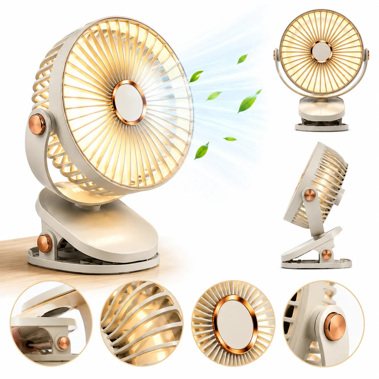 Ventilateur Portable Rechargeable Breezéo™ - Ventilateur à clip 8000mAh 5 vitesses