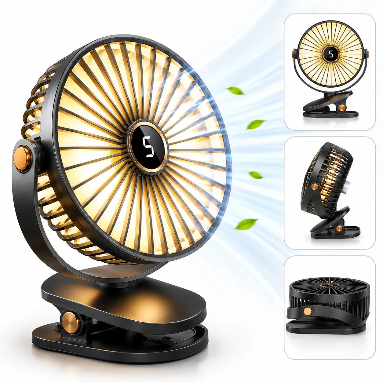 Ventilateur Portable Rechargeable Breezéo™ - Ventilateur à clip 8000mAh 5 vitesses