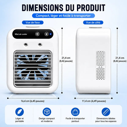 Refroidisseur d’Air Portable Glacéo | Ventilateur brumisateur rechargeable