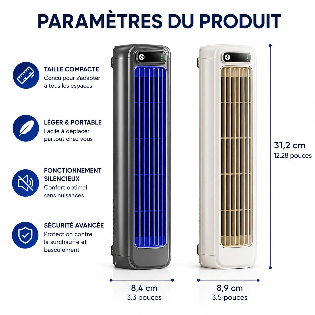 Ventilateur Portable Airéna | Ventilateur mural rechargeable silencieux 3 vitesses
