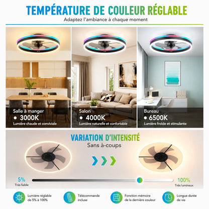 Ventilateur Plafond LED Ventorya | Ventilateur plafond RGB dimmable 50CM