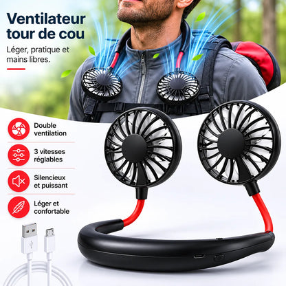 Ventilateur de Cou Portable AirFlex | ventilateur portable rechargeable USB 3 vitesses
