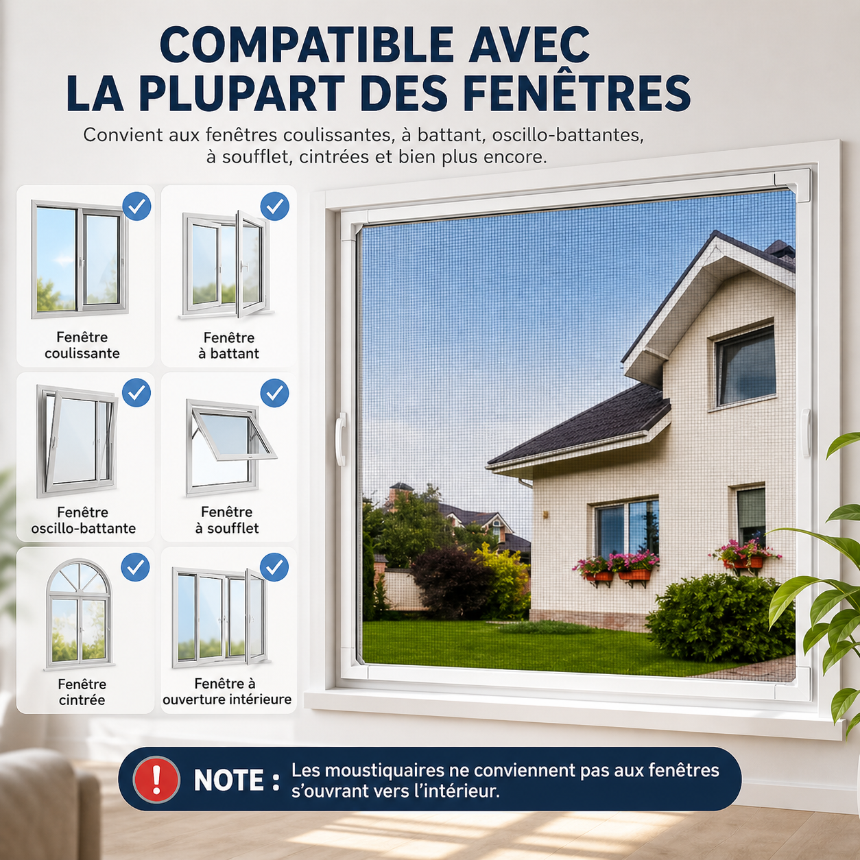 EcranNet - Moustiquaire fenetre sans percage — Filet anti-moustique fenêtre magnétique
