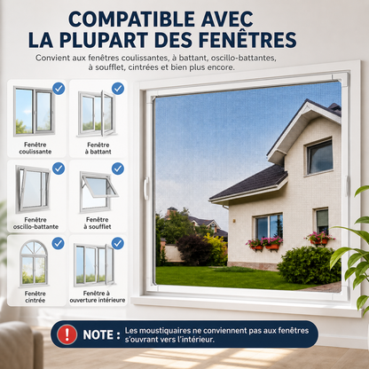 EcranNet - Moustiquaire fenetre sans percage — Filet anti-moustique fenêtre magnétique