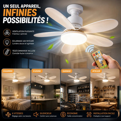 Plafonnier ÉoliaLED | Lustre ventilateur — Plafonnier ventilateur LED télécommande