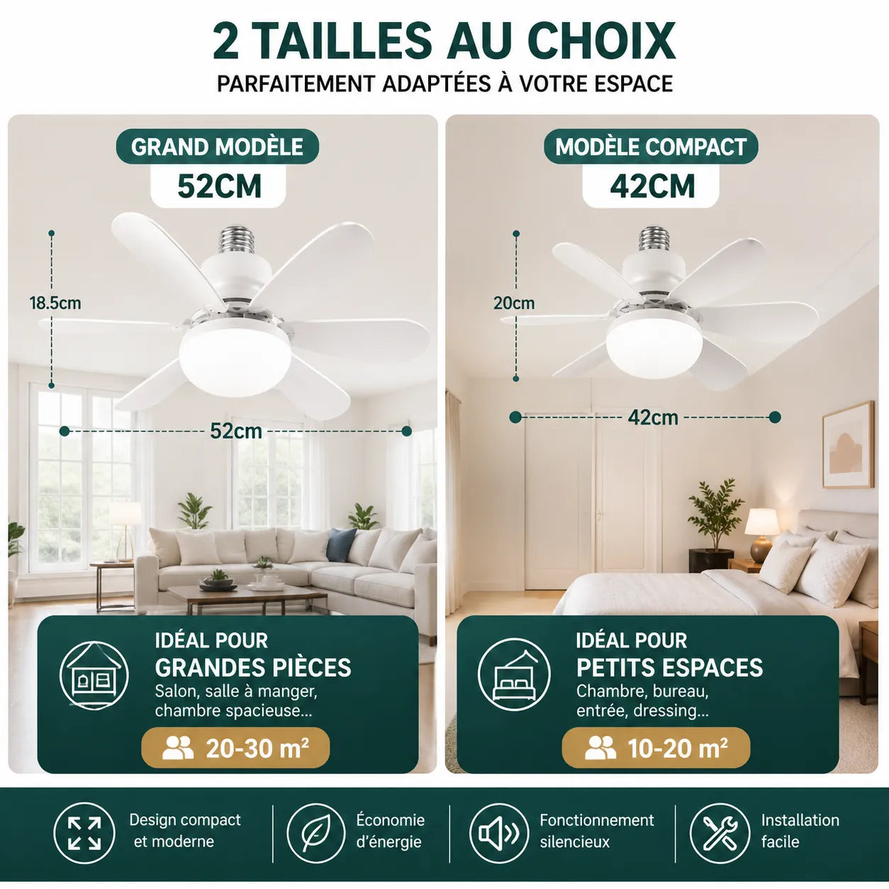 Plafonnier ÉoliaLED | Lustre ventilateur — Plafonnier ventilateur LED télécommande