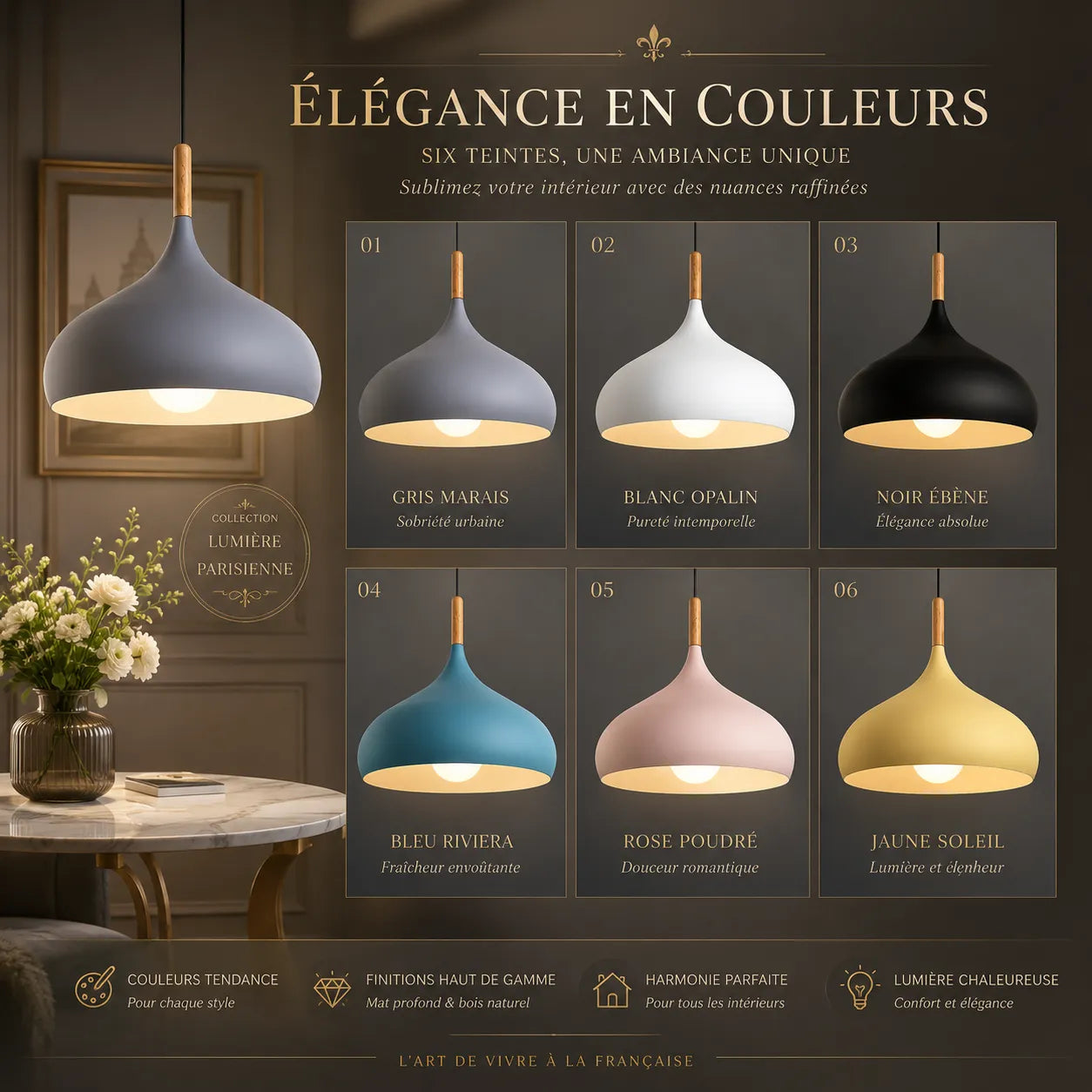 Soléane™ Élégance | Lustre moderne pour salon moderne et cuisine