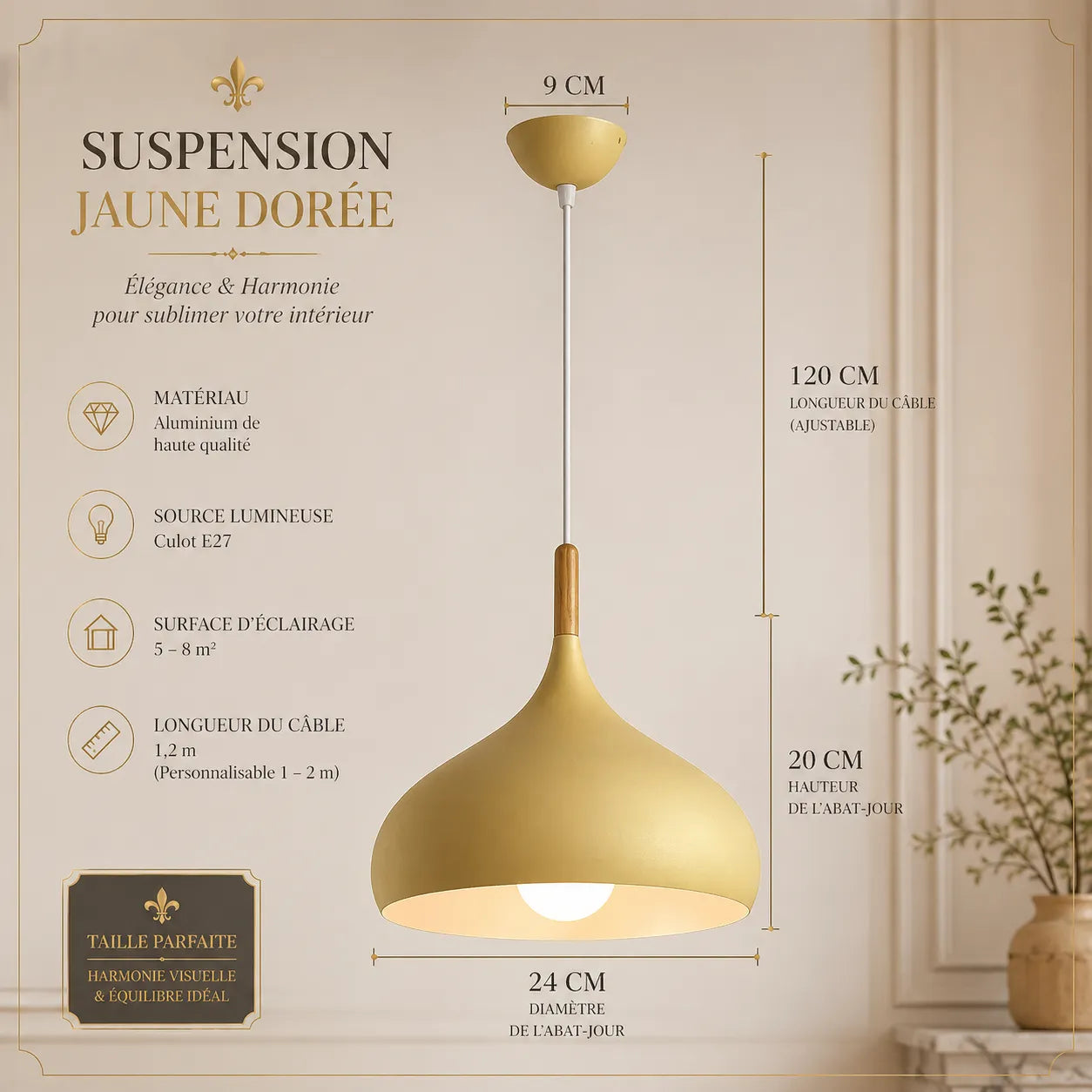 Soléane™ Élégance | Lustre moderne pour salon moderne et cuisine