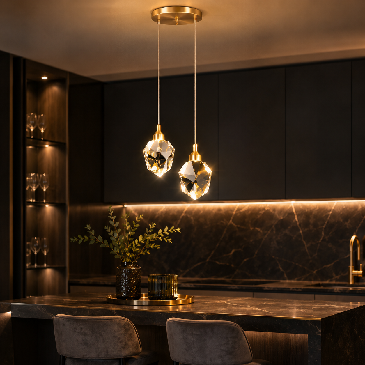 AURÉLIA | Lustre Salon Cristal LED Élégant pour Salle à Manger & Cuisine