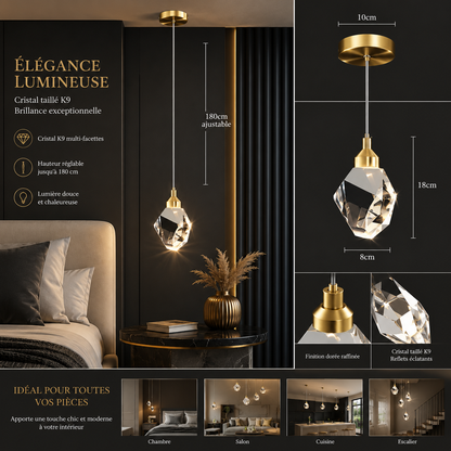 AURÉLIA | Lustre Salon Cristal LED Élégant pour Salle à Manger & Cuisine