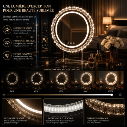 ÉLÉNORA™ Élégance | Miroir Maquillage LED pour les coiffeuses