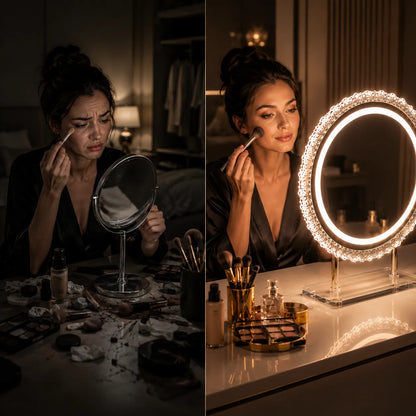 ÉLÉNORA™ Élégance | Miroir Maquillage LED pour les coiffeuses