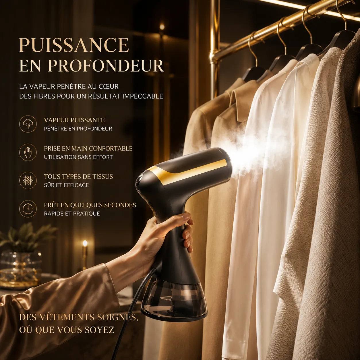 VAPORIA™ Nomade | Défroisseur vapeur portable compact pour maison et voyage