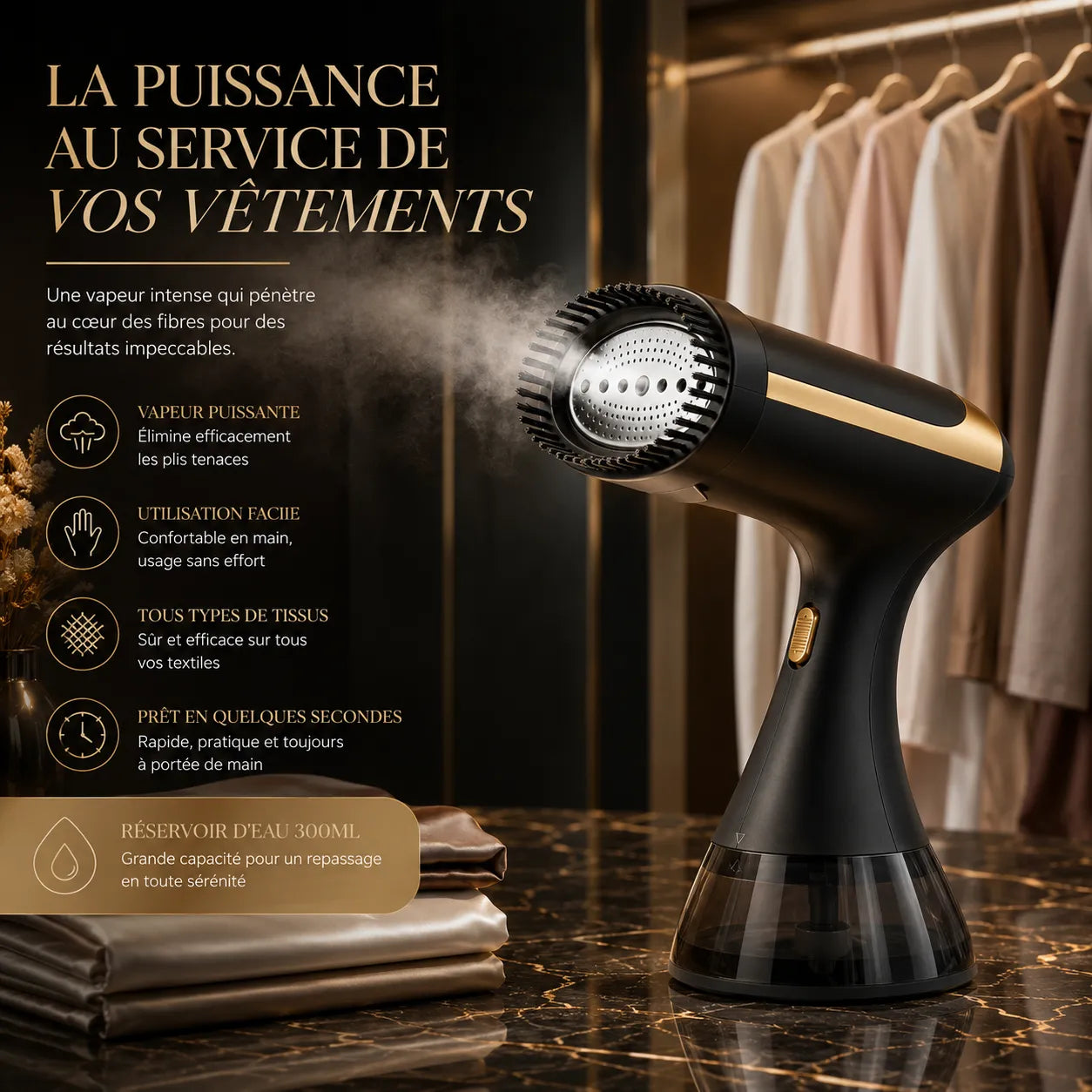 VAPORIA™ Nomade | Défroisseur vapeur portable compact pour maison et voyage