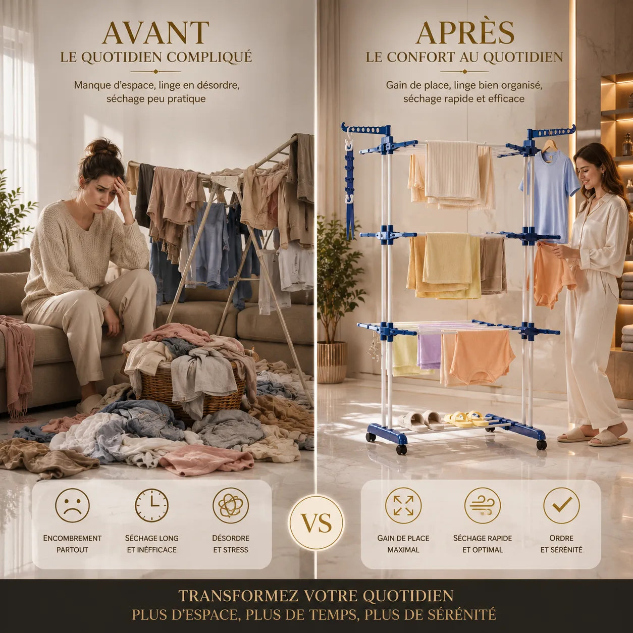 AIRÉA™ Modulable | Etendoir linge pliable pour exterieur