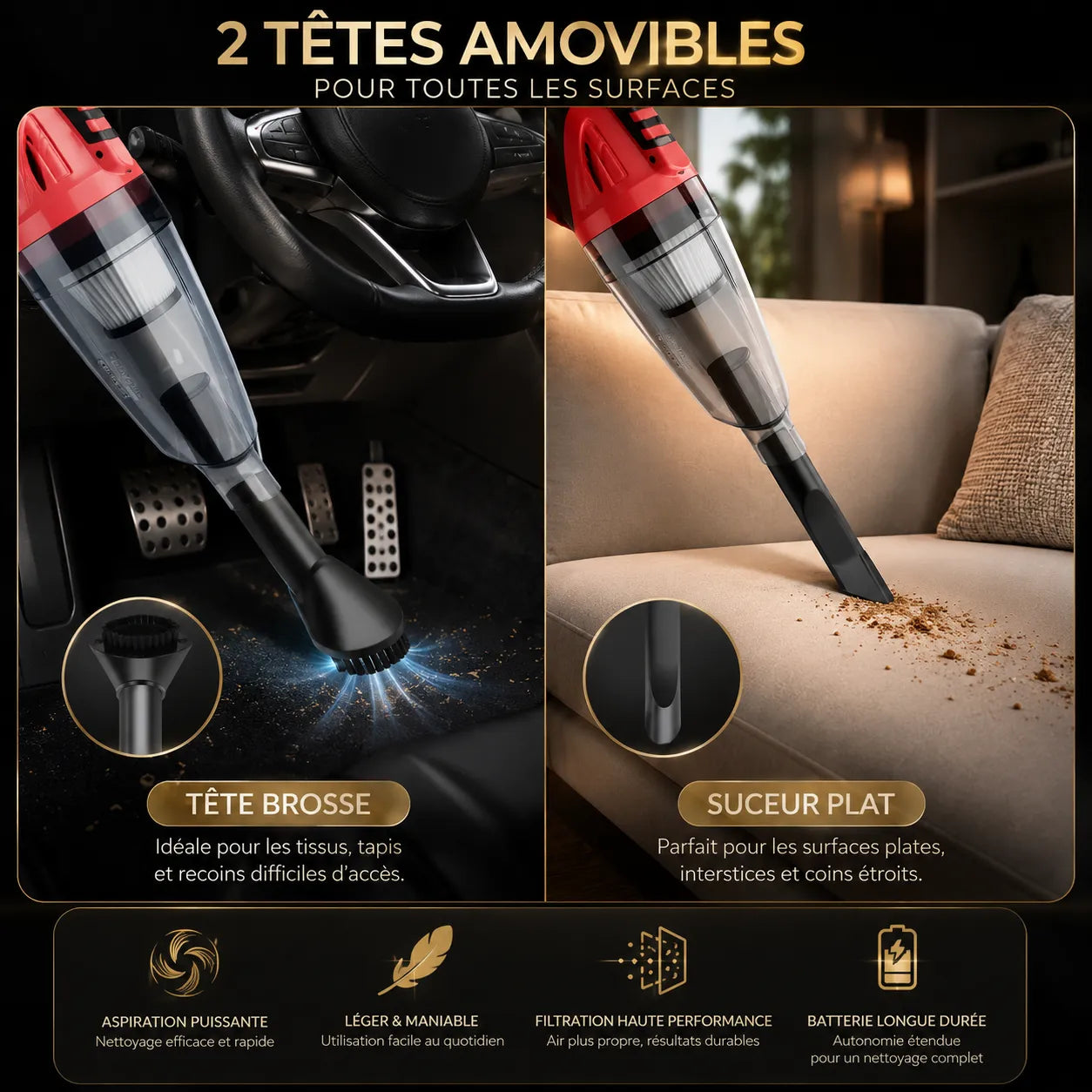 VORTEXA™ Compact |Aspirateur sans fil voiture