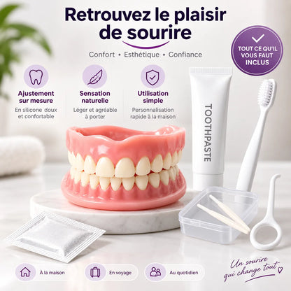 Facettes Dentaires Amovibles Smilé | Fausses dents cosmétiques en silicone, haut et bas