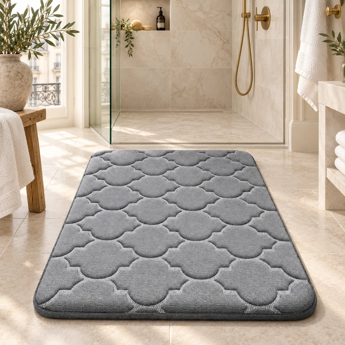 Tapis de Salle de Bain Moelly | Tapis de douche antidérapant en mousse à mémoire de forme