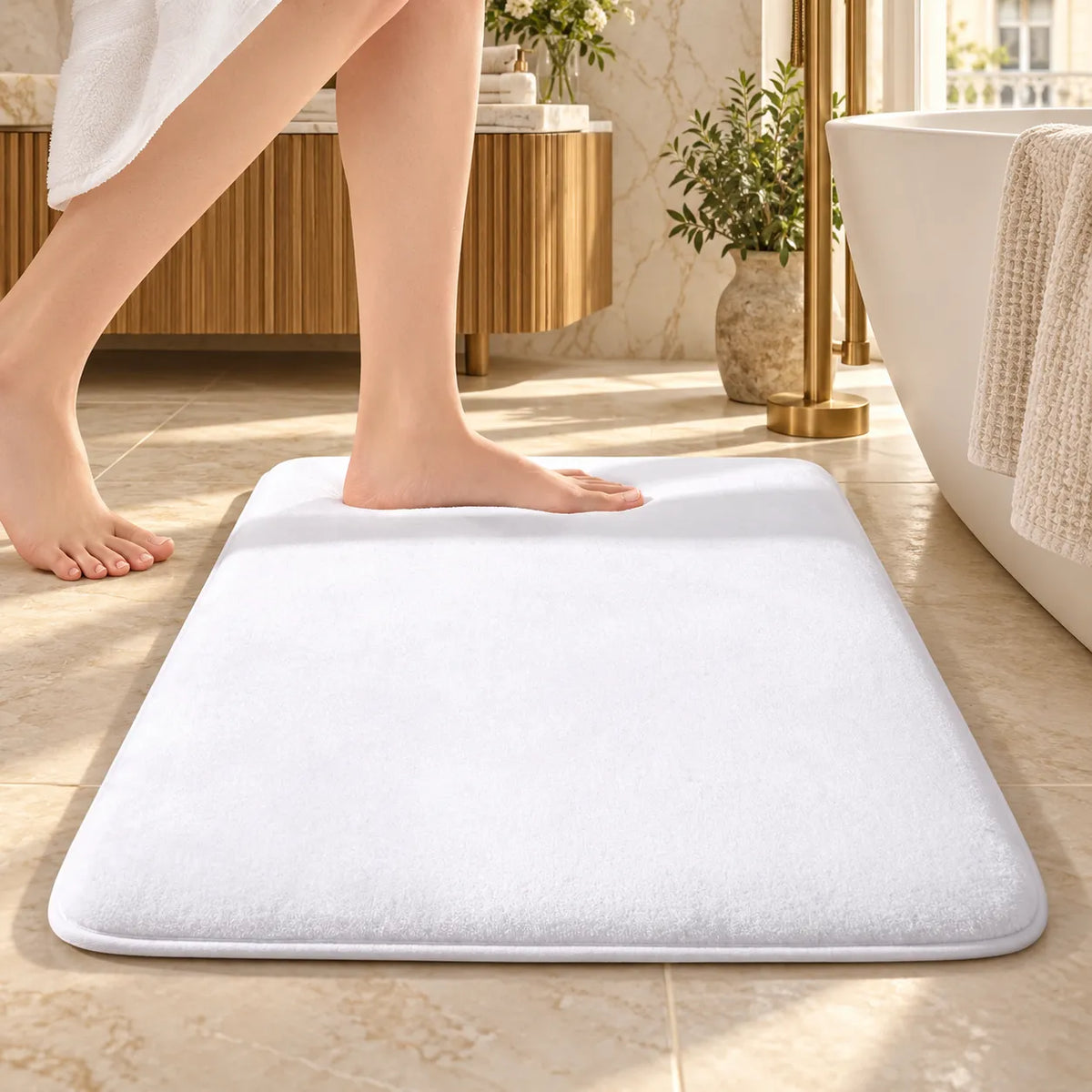 Tapis de Salle de Bain Moelly | Tapis de douche antidérapant en velours corail super absorbant
