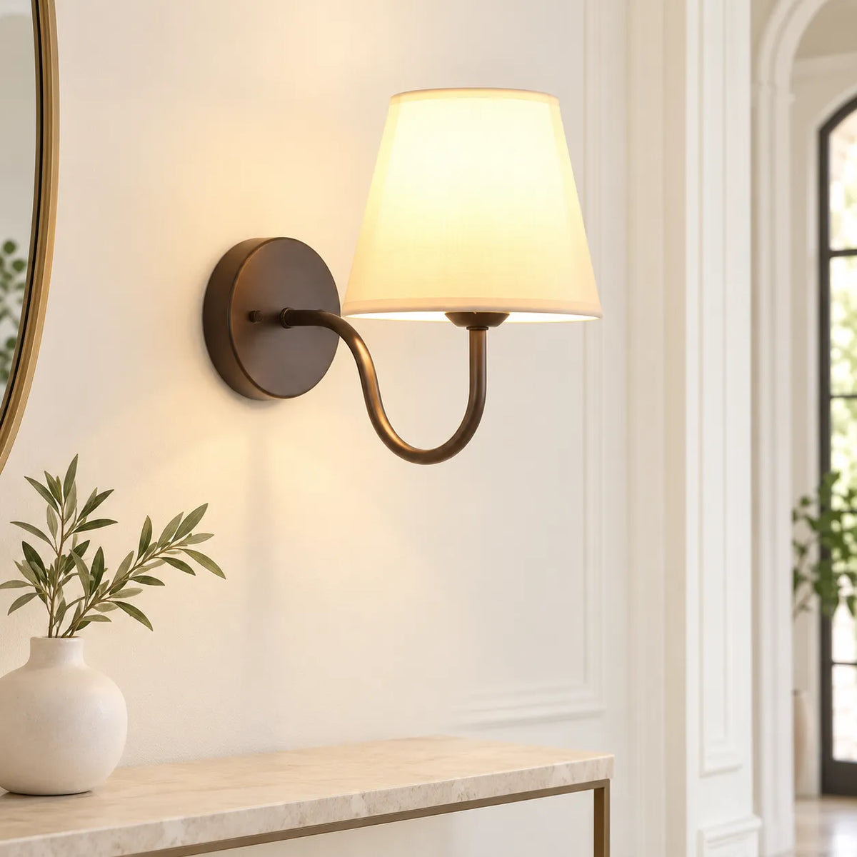 Applique Murale Lumina | Lampe murale moderne à abat-jour tissu, chambre et salon
