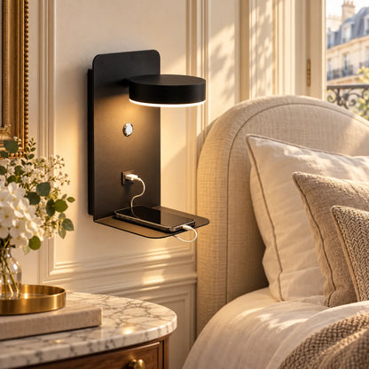 Applique Murale pour Chambre LED avec Port USB et Interrupteur – Noir ou Blanc