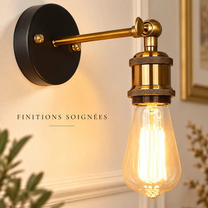 Applique Murale pour Chambre Industrielle Rétro E27 en Métal Noir – Industra