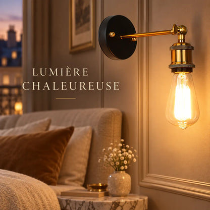 Applique Murale pour Chambre Industrielle Rétro E27 en Métal Noir – Industra