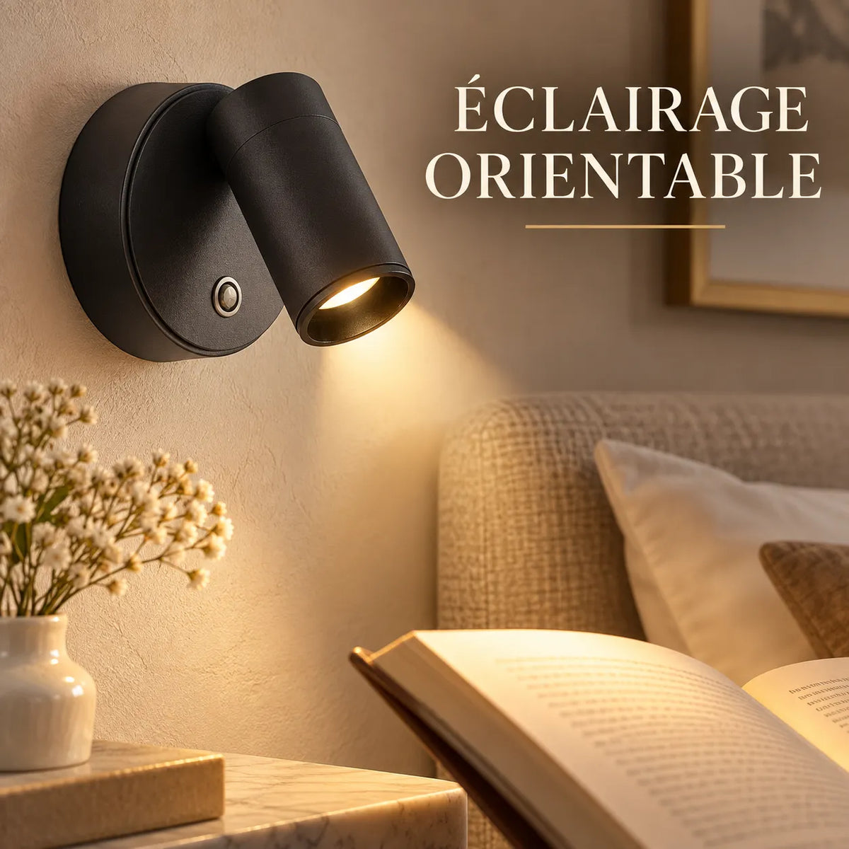 Appliques Murales LED Rechargeables USB, Tactiles, 3 Couleurs et Orientables à 350° – Magnetia