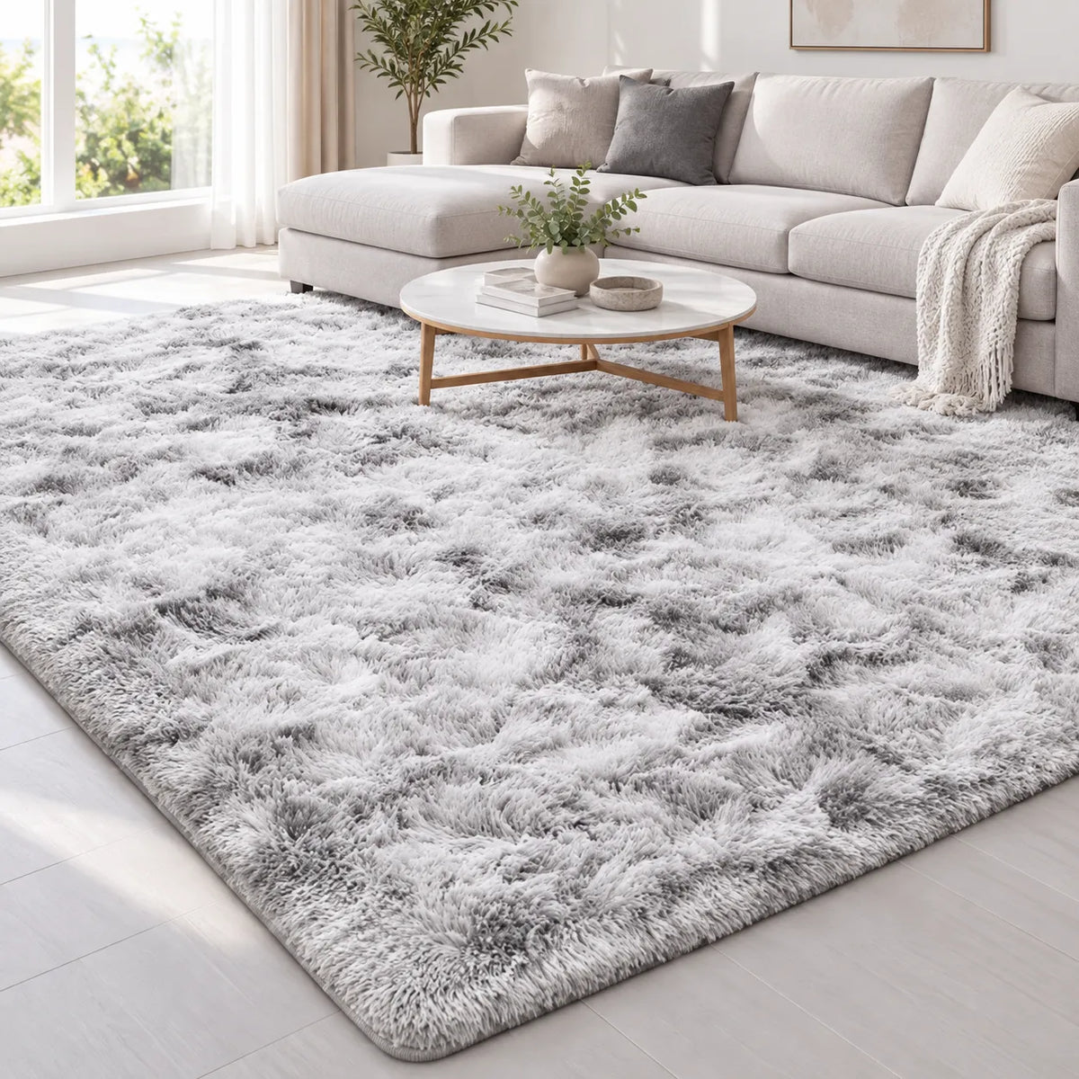 Tapis Shaggy Moelly | Tapis de salon et chambre effet tie-dye, doux et antidérapant
