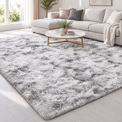 Tapis Shaggy Moelly | Tapis de salon et chambre effet tie-dye, doux et antidérapant