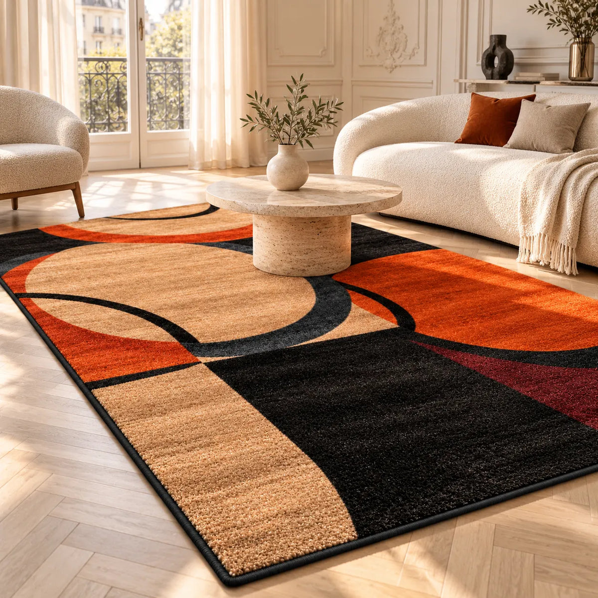 Tapis Géométrique | Tapis de salon et chambre au motif abstrait, antidérapant
