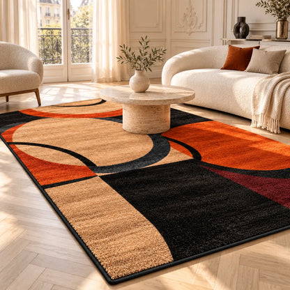 Tapis Géométrique | Tapis de salon et chambre au motif abstrait, antidérapant