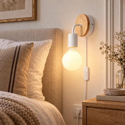 Applique Murale Nordica Bois | Lampe murale en bois et fer, chambre, salon et escalier