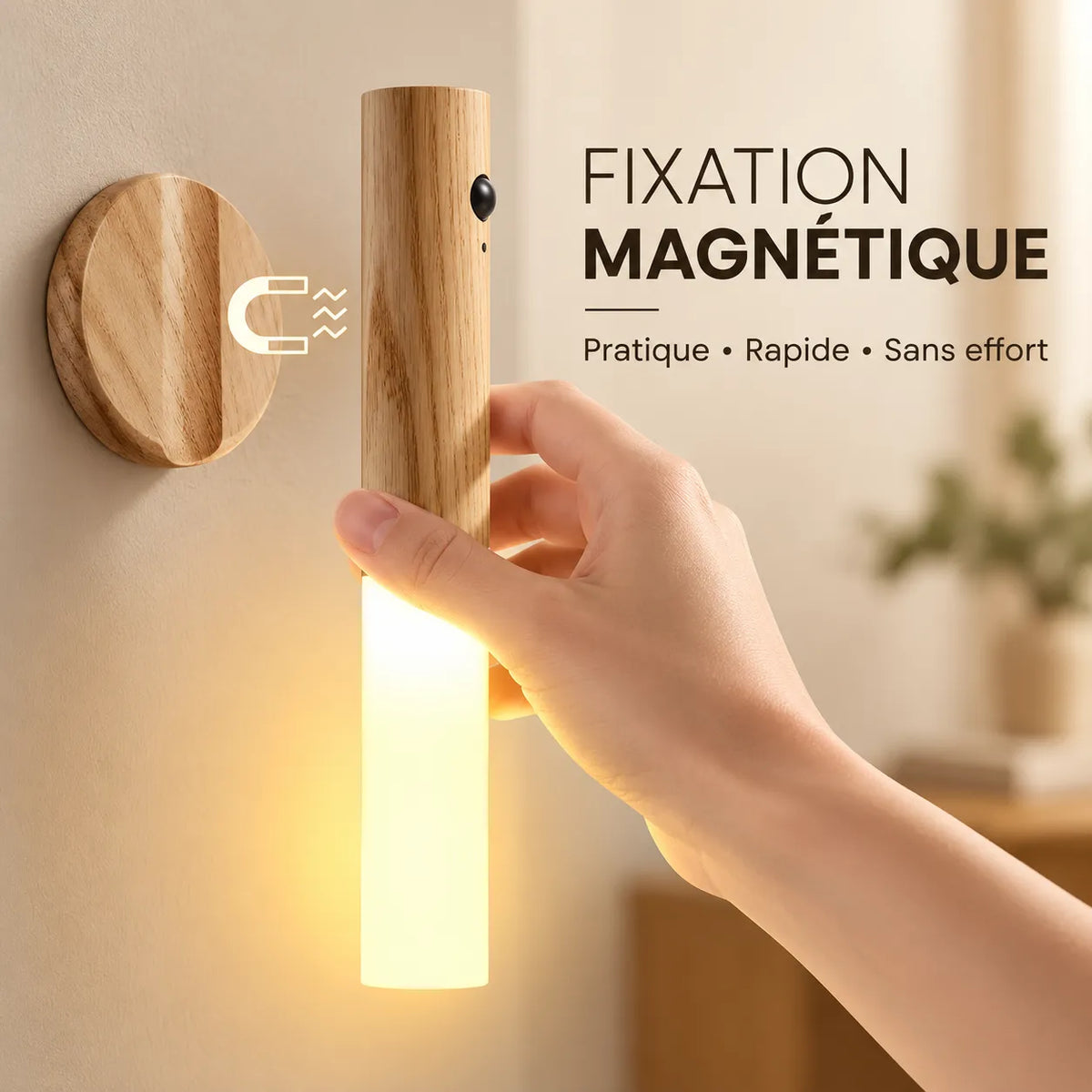 Applique Murale pour Chambre Magna | Veilleuse magnétique rechargeable avec détecteur de mouvement