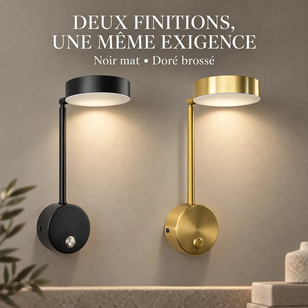 Applique Murale 9W | Lampe murale LED avec interrupteur, chambre et salon