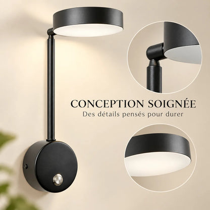 Applique Murale 9W | Lampe murale LED avec interrupteur, chambre et salon