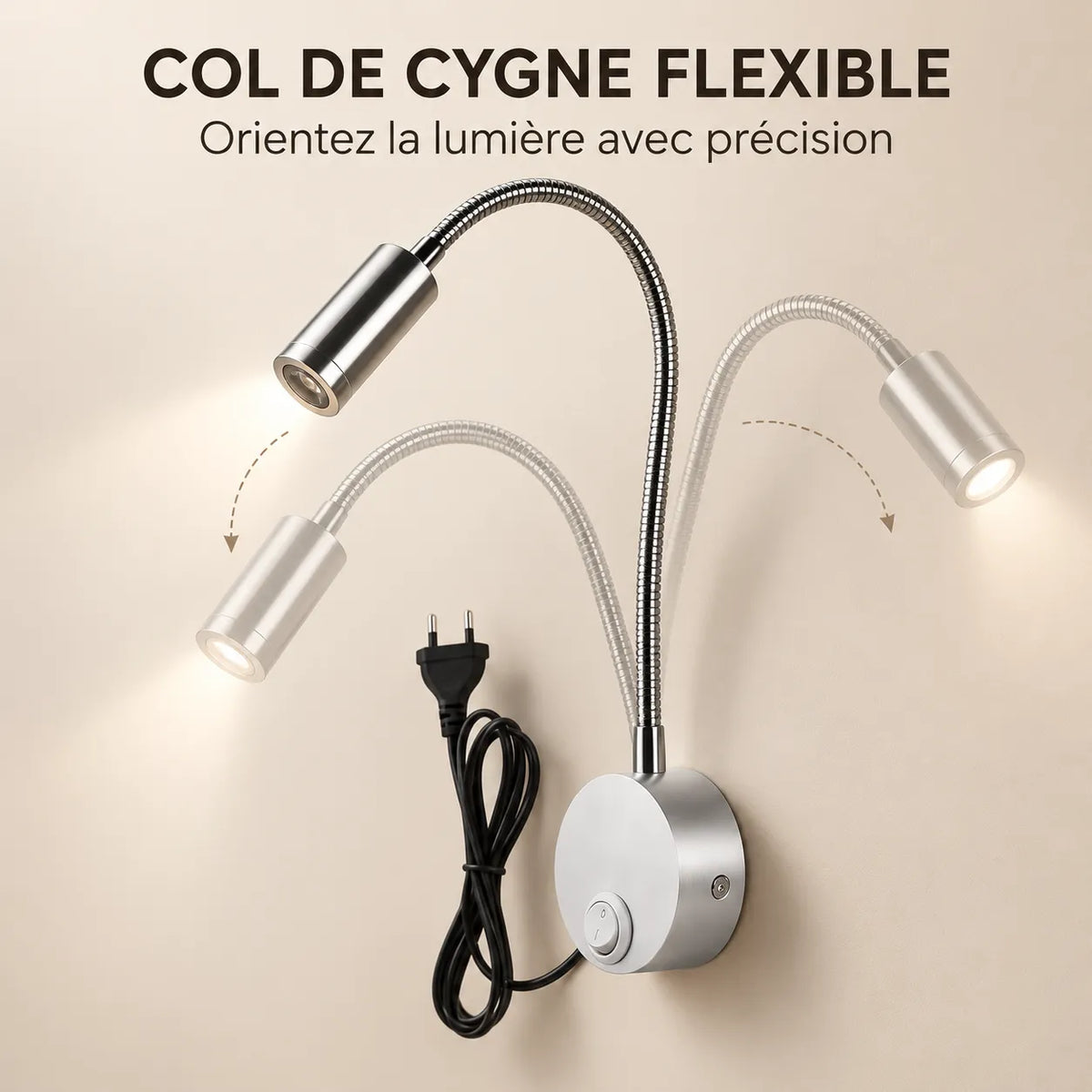 Applique Murale Flexa | Lampe murale LED flexible pour lecture, chevet et bureau