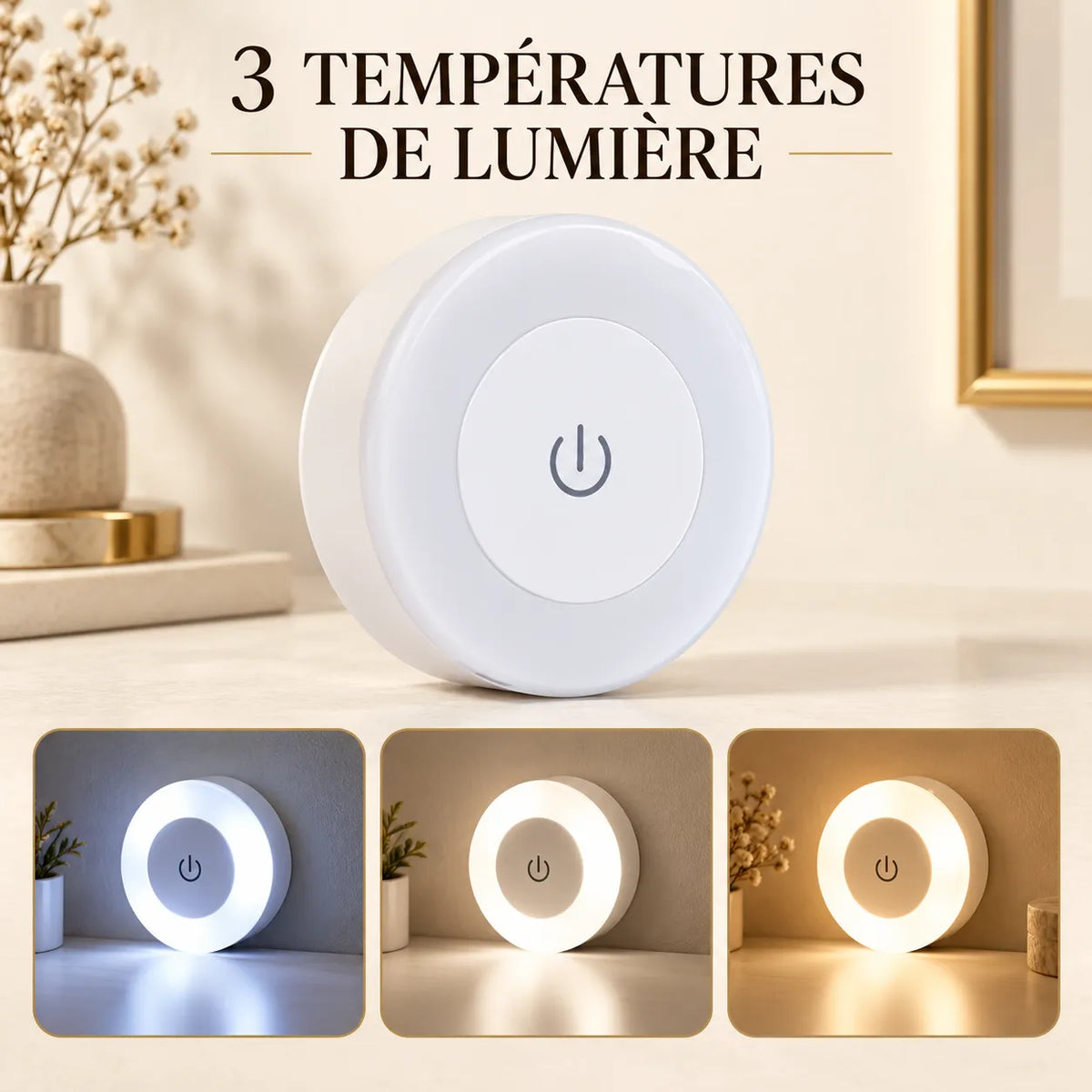 Applique Murale LED Fimura | Lampe murale sans fil rechargeable, tactile et magnétique
