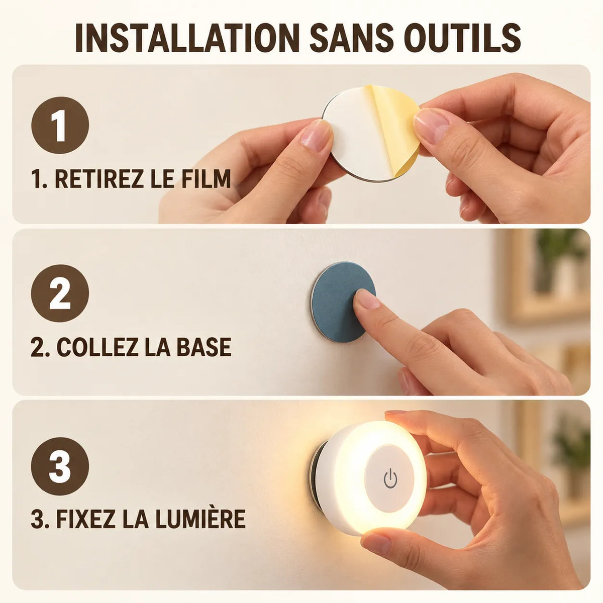 Applique Murale LED Fimura | Lampe murale sans fil rechargeable, tactile et magnétique